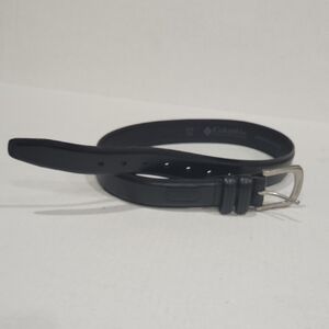 Columbia Black Leather Belt with Silver Buckle
